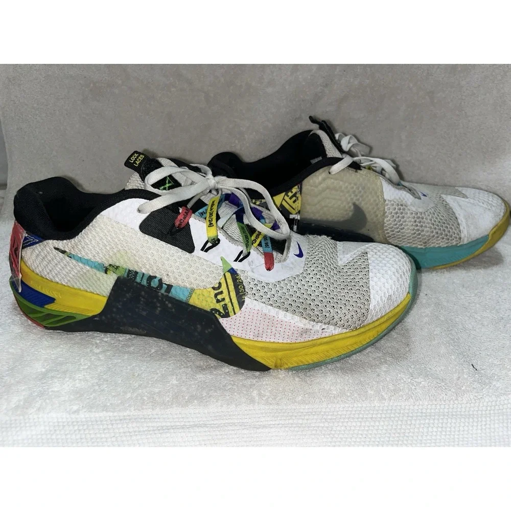 Nike Metcon 7 Men's Size 12 US DC9510-199 White Black Yellow Strike Athletic